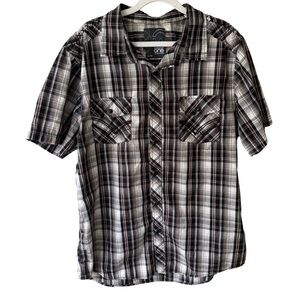 Warehouse One Black and White Casual Button Down Plaid Shirt Men’s XL